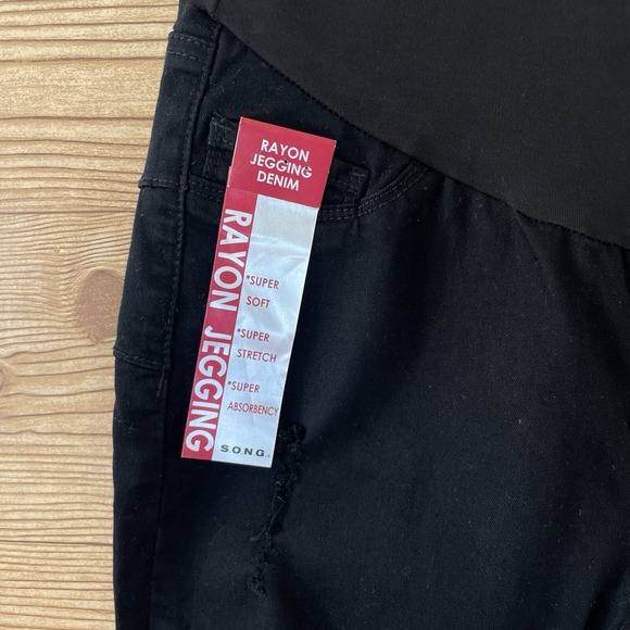 SONG Maternity Skinny Jeans Women M Black NEW Distressed Curvy Ankle Grazer Leg - Picture 5 of 11